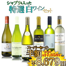 【スーパーセール半額】シャブリも入った 特選 白ワイン 6本セット　750ml×6本 ワインセット 白