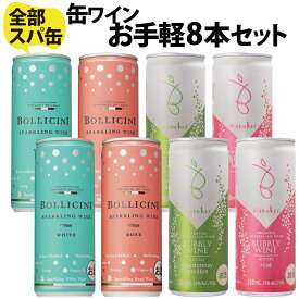 【ポイント5倍(11日2時まで)】【送料込】スパークリング 缶ワイン お手軽 8本セット　※ギフト対応不可 　バロークス ボッリチーニ　250ml×4本　（4種×2本ずつ）