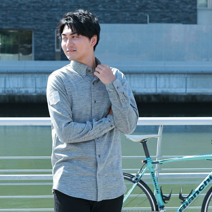 楽天市場 Winner 送料無料 あす楽対応 無地ウールカットソーシャツ 秋冬 メンズ カジュアル ストレッチ 長袖 ゆったり サイクルウェア 自転車通勤 服装 街乗り ウール シャツ イーバイク クロスバイク ロードバイク 高品質 日本製 Winner Store