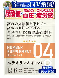 【レビューで1袋プレゼント】ナンバーサプリ04 ルテオリン＆ギャバ「高めの尿酸値を下げる 高めの血圧を下げる ストレスによる疲労感を緩和」機能性表示食品 尿酸値を下げる サプリ 血圧を下げる イソフラボン ゴマ アンセリン 田七人参 GABA（ウィズメディカ 公式）
