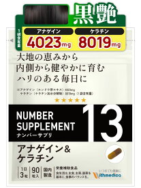 【レビューで1袋プレゼント】髪 サプリ ヘアケア ナンバーサプリ13　アナゲイン ＆ ケラチン（3粒あたりのアナゲイン134.1mg/ケラチン267.3mg）【10成分配合】カプサイシン シスチン ツバキ種子エキス イソフラボン 亜鉛 ビタミンA ビタミンB6 ビタミンB2 頭皮