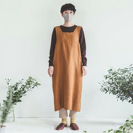 fog linen work フォグリネンワーク LALA APRON DRESS OCRE ララ エプロンドレス オークル LWA392-1156