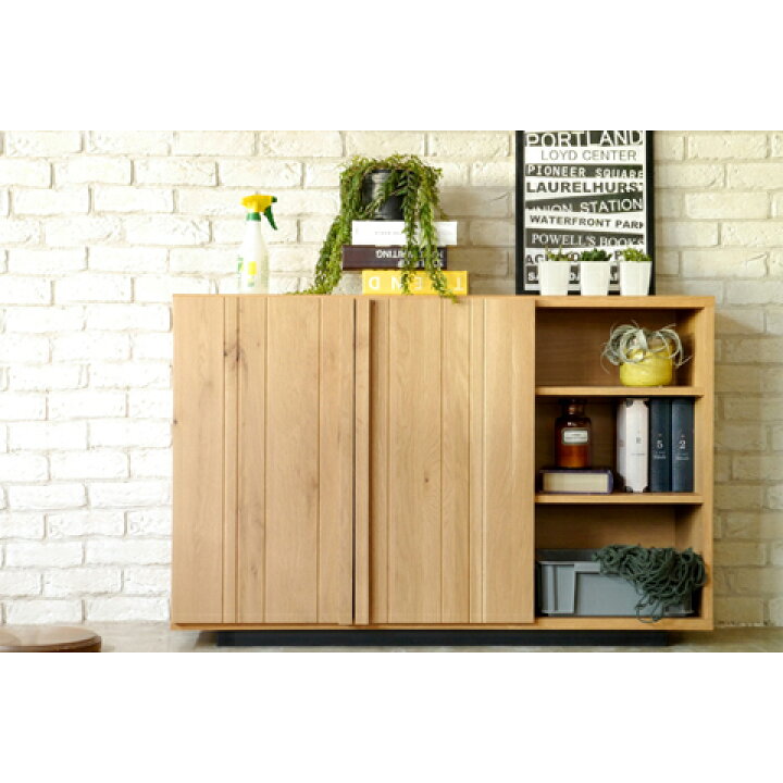 楽天市場】キャビネット 完成品 幅120cm ナチュラル 木製 北欧風 
