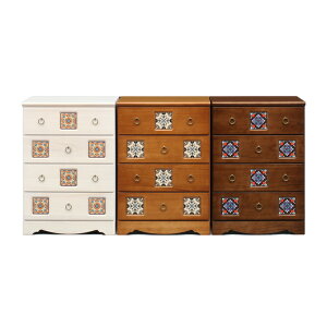 スリムチェスト 完成品 幅60cm4段 ホワイト 白 ナチュラル ブラウン 木製 アンティーク風