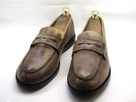 【中古】【送料無料】Massimo Dutti41 / (25.0cm〜25.5cm) ポルトガル製・スリッポンメンズシューズ 紳士 靴 ビジネス カジュアル メンテナンス済