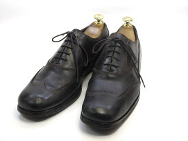 【中古】【送料無料】TRUSSARDI7 / (25.5cm〜26.0cm) イタリア製・ウイングチップメンズシューズ 紳士 靴 ビジネス カジュアル メンテナンス済