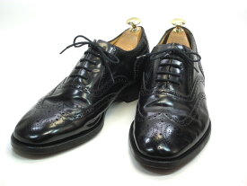 【中古】【送料無料】Loake (ローク)8.5 / (26.0cm〜26.5cm) イギリス製・ウイングチップメンズシューズ 紳士 靴 ビジネス カジュアル メンテナンス済
