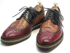 【中古】【送料無料】DE VERLI39 / (24.0cm〜24.5cm) イタリア製・ウイングチップメンズシューズ 紳士 靴 ビジネス カジュアル メンテナンス済