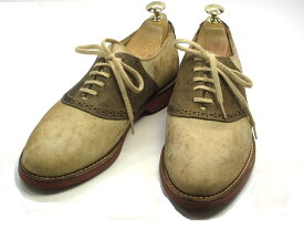 【中古】【送料無料】COLE-HAAN (コール・ハーン)7 B / (24.5cm〜25.0cm) アメリカ製・ツートンカラープレーントゥメンズシューズ 紳士 靴 ビジネス カジュアル メンテナンス済