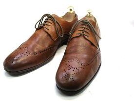 【中古】【送料無料】HOMME43 / (27.5cm〜28.0cm) ポルトガル制・ウイングチップメンズシューズ 紳士 靴 ビジネス カジュアル メンテナンス済
