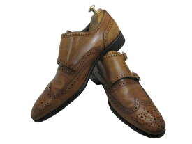 【中古】【送料無料】HUGO BOSS SELECTION8 (26.0cm〜26.5cm) イタリア製・ダブルモンクウイングチップシューズメンズシューズ 紳士 靴 ビジネス カジュアル メンテナンス済