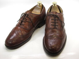 【中古】【送料無料】BENTLEY43 / (27.0cm〜27.5cm) イタリア製・ウイングチップメンズシューズ 紳士 靴 ビジネス カジュアル メンテナンス済