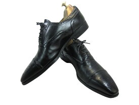 【中古】【送料無料】N/A7.5 (25.5cm〜26.0cm) セミブローグレザーシューズメンズシューズ 紳士 靴 ビジネス カジュアル メンテナンス済