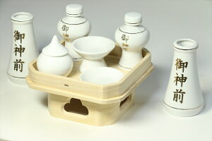 国産 神具セット 土器セット ■ 御神前 金文字入 高杯仕様 ■ ひのき 遠山三宝付 小・中型 神棚に最適 神棚 神具 仏具 盆提灯 やまこう 山幸