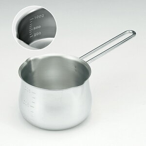 タケコシ ミルクパン1000ml目盛り付き注ぎ口と目盛りがついて便利!オールステンレスコンパクトサイズ片手鍋内径14cm<安心の日本製>【頑張って送料無料!】