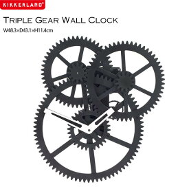 トリプルギアウォールクロック Kikkerland キッカーランド Triple Gear Wall Clock ブラック ウォールクロック 壁掛け時計 ギア 歯車 インテリア