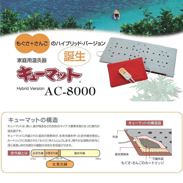 楽天市場 送料無料 家庭用温灸器 キューマット Ac 8000 もぐさ さんごのハイブリッドバージョン お灸 健康 もぐさ Yokanootomo 楽天市場店