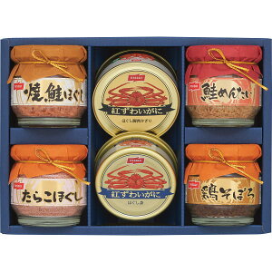 【のし無料】送料無料 ニッスイ 瓶詰・かに缶詰ギフトセット BK-40C 紅ずわいがにほぐし 焼鮭ほぐし たらこほぐし 鮭めんたい 鶏そぼろ 詰め合わせ 内祝い・贈り物に【 もらって嬉しい 女性