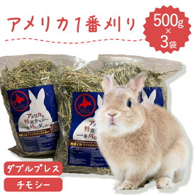 うさぎ 牧草 ウサギ チモシー ダブルプレス 500g×3袋 アメリカ産 US 1番刈り 一番刈り うさぎ 牧草 mofu parfait もふぱふぇ チンチラ うさぎ モルモット 牧草 えさ 敷材 ダブル　n