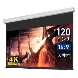 【日本製 生涯保証】シアターハウス プロジェクター スクリーン 120インチ 電動 吊り下げ ワイド 16:9 ホームシアター 4K 高画質 静音モーター リモコン付き 壁掛け 天吊り ケース付 ロール式 リビング シアタールーム WCB2657WEM