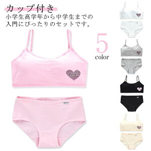 ショーツセット 女の子 ジュニア向け 下着セット ノンワイヤー 上下セット カップ付き 学生 ノンワイヤーブラ スポーツブラ フィットネス ヨガ 運動 トレーニング 中学生 ジュニアブラジャ