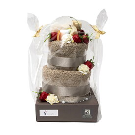 タオル ケーキ プレゼント ギフト ハンドタオル フェイスタオル 結婚祝い 誕生日 バースデー 泉州 タオルケーキ 2段 フルーツ ホワイト 白 イチゴ 手作り タオルハンカチ 出産祝い かわいい お返し マグネット 日本製 おしゃれ お歳暮 入学祝い sty-fw-green