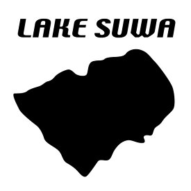 【カッティングステッカー LAKE SUWA 01（諏訪湖地図 モチーフ）2枚組 幅約16cm×高約15.6cm】ハンドメイド 諏訪湖ステッカー。