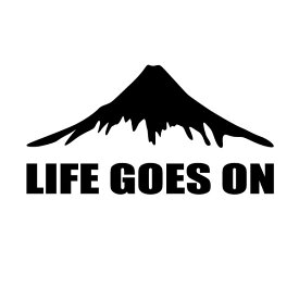 【カッティングステッカー LIFE GOES ON 富士山モチーフ 02（人生は続く）ミニサイズ 3枚組 幅約12cm×高約6.3cm】ハンドメイド デカール。