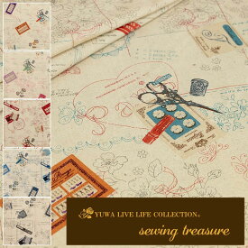 綿麻キャンバス "sewing treasure" 444910 / 100cmまでネコポス可能 / YUWA / 有輪商店 / ソーイング / sewing