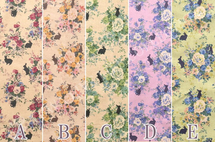 楽天市場】綿麻 キャンバス Antique flower＆rabbits 全5色 / 手芸  
