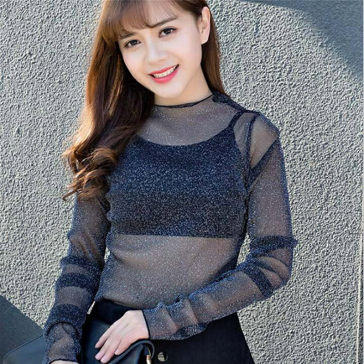 楽天市場 チュール シースルー トップス レディース インナー カジュアル セクシー 長袖 透けレース ブラウス エレガントシャツ 刺繍 フォーマル パーティー 立ち襟 伸縮性 ストレッチ タンクトップ おしゃれ 透け感 ゆったり 送料無料 雑貨ファッション楽天市場店