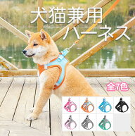 犬猫兼用 ハーネス リード セット ペット用品 犬用 メッシュ ドッグ 通気性 お出かけ ハーネス リード付 …