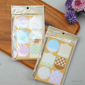 ネコポス送料無料!!「ミニョコリ スウィートペーパータグセット」 タグ ハンドメイド ギフト プレゼント ドット 水玉 チェック 紙