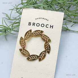 「BRASS BROOCH LEAF RING」 真鍮 ブローチ リーフ 葉 アクセサリー ブラス ハンドメイド handmade【ネコポス1点まで・コンパクト対応】