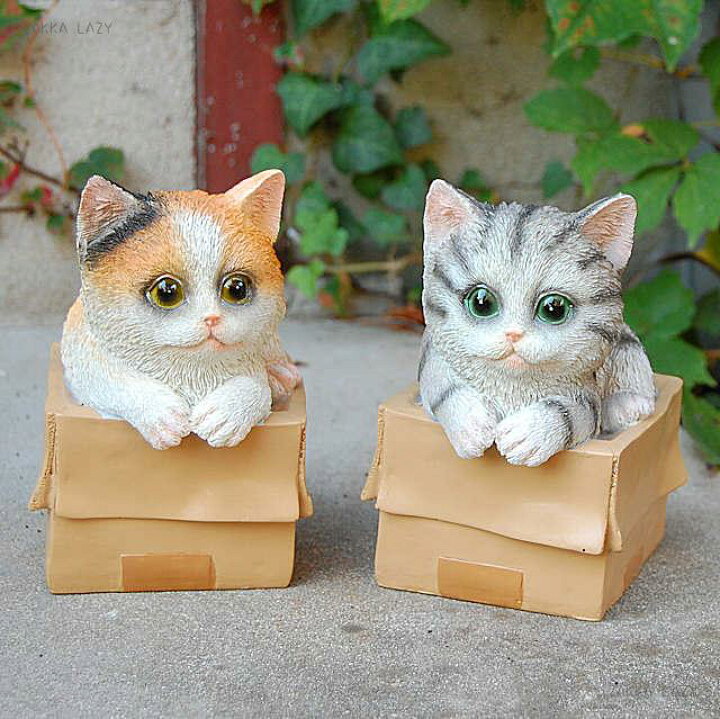 楽天市場 ひょこニャンシリーズ みかん箱 ひょこにゃん ヒョコニャン 猫 ねこ ネコ 可愛い オーナメント オブジェ 置物 雑貨レイジー
