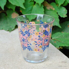 「ガラスタンブラー フラワーピンク」 コップ グラス タンブラー キッチン 食器 キーストーン 花柄 花 フラワー