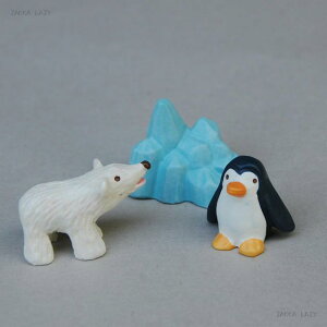 ミニミニフレンズセット シロクマ&ペンギン   丸和貿易 まるわ 箱庭 ガーデニング アニマル 飾り インテリア マスコット ミニサイズ レジン しろくま ぺんぎん 可愛い かわいい ミ