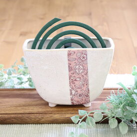 蚊遣り器 花柄 フック付 蚊遣り かやり 蚊取り蚊取り線香 陶磁器 花柄 美濃焼 日本製 虫よけ 夏 インテリア 置物 夏 虫よけ 蚊よけ