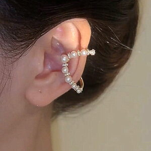 【片耳用/1個】【穴あけ不要】パールビーズ&リング 14kコーティング イヤカフ キュービックジルコニア イヤーカフ リング イヤリングレディース イヤーカフ イヤークリップ フェイクピア