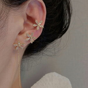 【片耳用/1個】【穴あけ不要】フラワー 14kコーティング キュービックジルコニア イヤーカフ リング イヤリングレディース イヤーカフ イヤークリップ フェイクピアス レディース 穴あけ不