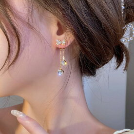 【1500円均一】2WAY リボン銀針ピアス ★ピアス 金属アレルギー 18k レディース シルバー925　アレルギーフリー