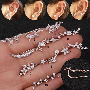 【10種類3カラーよりお選びいただけます】16G リープ 葉 軟骨ピアス イヤカーフ ボディピアス かわいい キャッチ チャーム ラブレット サージカルステンレス 金属アレルギー対応 ジュエル キ