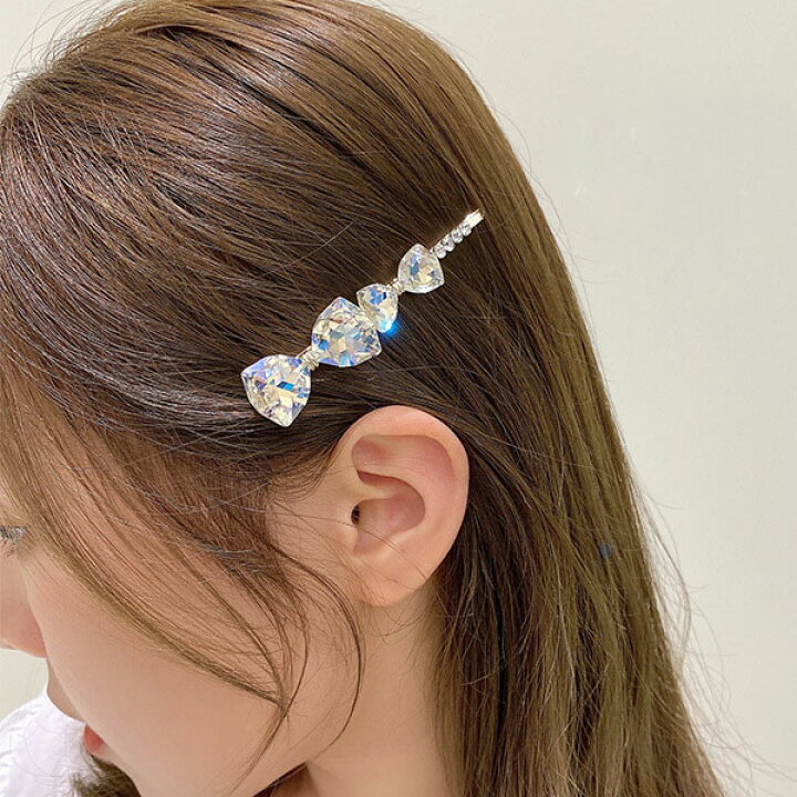 楽天市場】キラキラ リボン ラインストーンヘアピン ヘアアクセサリー 