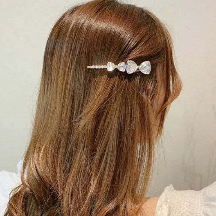 楽天市場】キラキラ リボン ラインストーンヘアピン ヘアアクセサリー 
