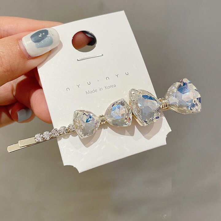 楽天市場】キラキラ リボン ラインストーンヘアピン ヘアアクセサリー 