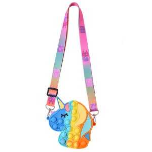 【ネコポス便送料無料】【4色】かわいい ユニコーン プッシュポップ バブル ショルダーバッグ レディース スクイーズ玩具 斜めがけ バッグ ポップイット肩掛けバッグ 小銭入れ 子供グッズ