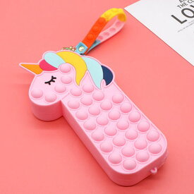 【ネコポス便送料無料】かわいい ユニコーン　スクイーズ玩具 プッシュポップ ペンケース 筆箱 筆袋 文具ケース 鉛筆ケース 多機能 小物収納 文具バッグ おしゃれ 化粧品バッグ 暇潰しグッズ 感覚おもちゃ ストレス解消 中小学生 高校生 大学生 大人兼用 人気 収納バッグ