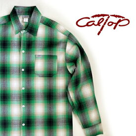 【再入荷！】緑 グリーン キャルトップ オンブレチェックシャツ ネルシャツ caltop ワークシャツ 大きい ビッグシルエット カルトップ バイカー スケーター ワークシャツ オールドスクール メキシカン 長袖 メンズ　レディース S・M・L アウトドア ZON