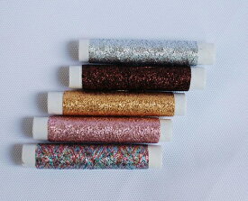 メール便OK　【選べるラメ糸100円】　5色　各100m巻　　　ゴールド・シルバー・ピンク・マルチ・ブラウン