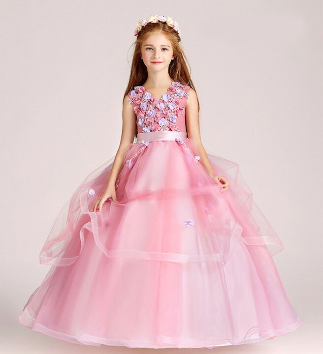 楽天市場 ピンク ロングドレス 子供ドレス フォーマル ワンピース キッズ服 子供服 女の子 ワンピース 子ども 発表会 七五三 舞台 結婚式 ピアノ 110 1 130 140 150 160cm ドレスショップ ゴールドバニー